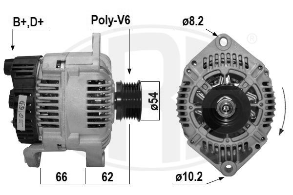 ERA 14V, 80A, B+D+, Ø 54 mm Generator 210011A buy