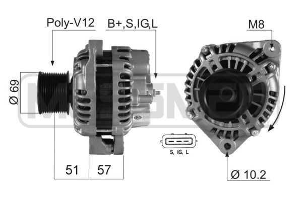 ERA 28V, 90A, B+S,IGL, Ø 59 mm Lichtmaschine 210341A kaufen