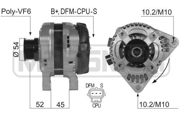 210358A ERA Generator MAZDA 14V, 150A, B+DFM-CPU -S, Ø 54 mm