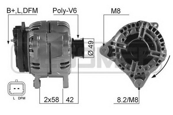 210567A ERA Generator RENAULT 14V, 150A, B+L,DFM, Ø 49 mm