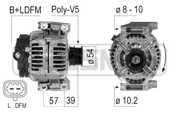 ERA 210724A Alternator 14V, 120A, B+LDFM, Ø 54 mm