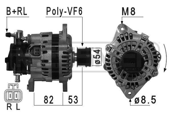 210959A ERA Generator SUZUKI 14V, 100A, B+RL, incl. vacuum pump, Ø 54 mm