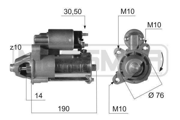 ERA 220374A Starter motor 12V, 1,4kW, Number of Teeth: 10, 30-50, Ø 76 mm