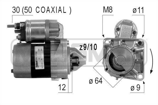 ERA 220376A Starter motor 12V, 1kW, 30-50, Ø 64 mm