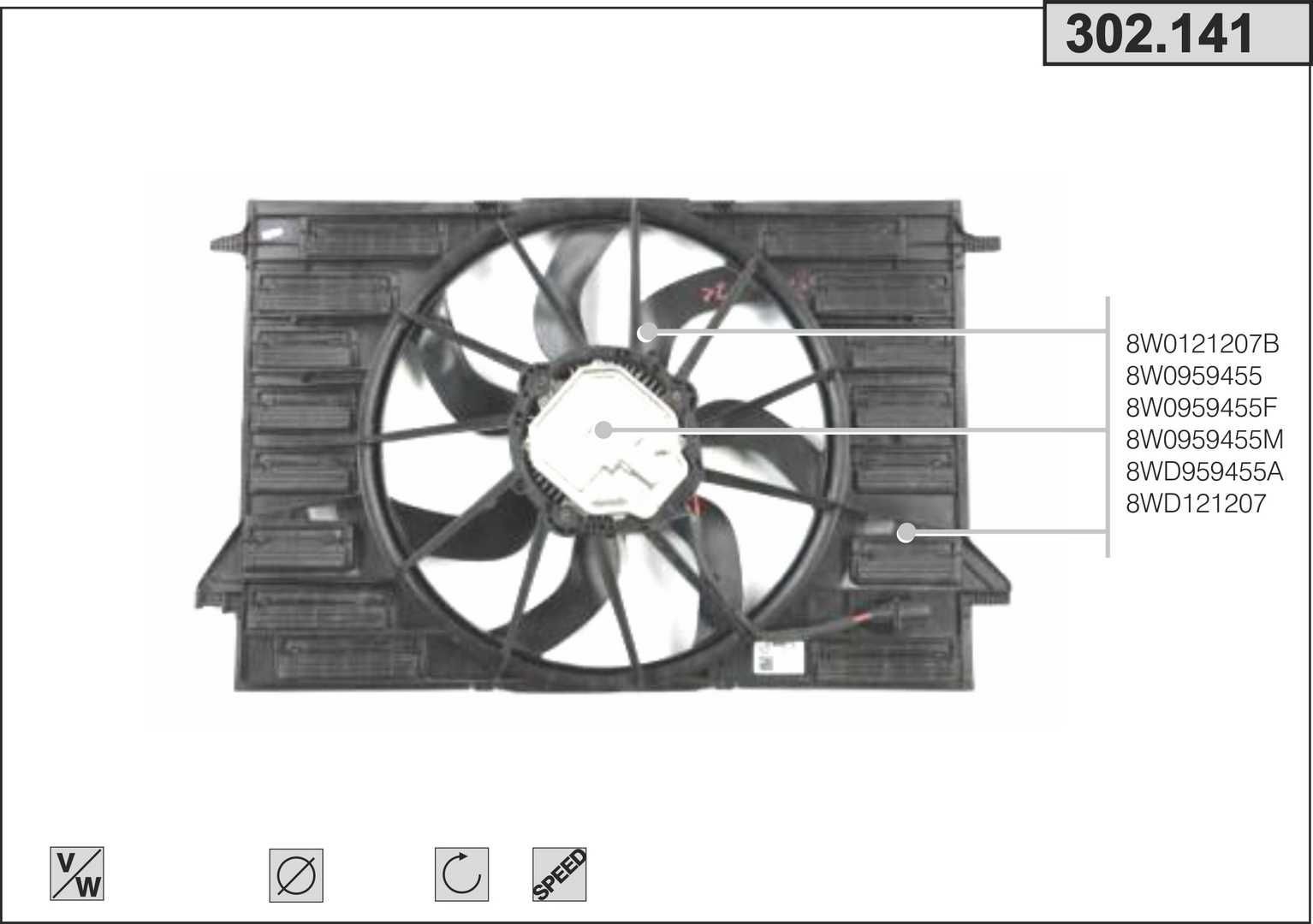 AHE 302.141 Fan, radiator 8W0959455M+