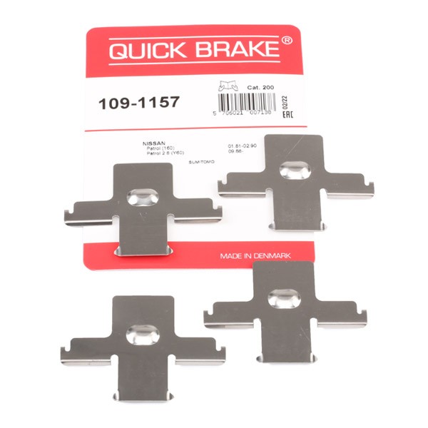 QUICK BRAKE 1091157 Brake pad fitting kit Nissan Patrol Y60 2.8 TD 111 hp Diesel 1998 price