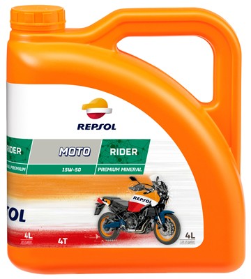 REPSOL MOTO, Rider 4T Aceite de motor 15W-50, 4L, Aceite mineral RP165M54 PEUGEOT Ciclomotor Maxi scooters