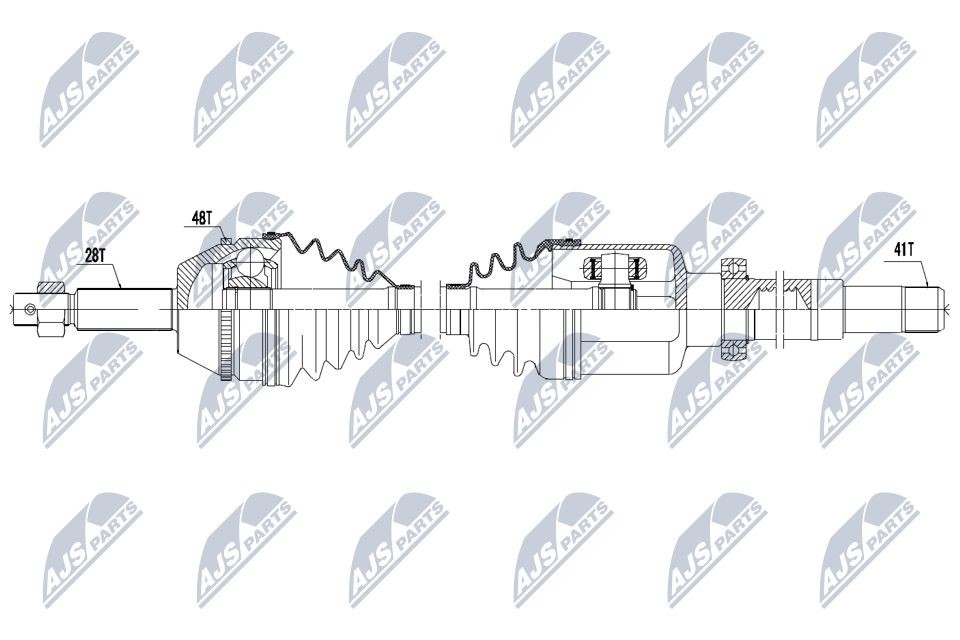 NTY Front Axle Right, 1090mm Length: 1090mm, External Toothing wheel side: 28, Number of Teeth, ABS ring: 48 Driveshaft NPW-FR-063 buy