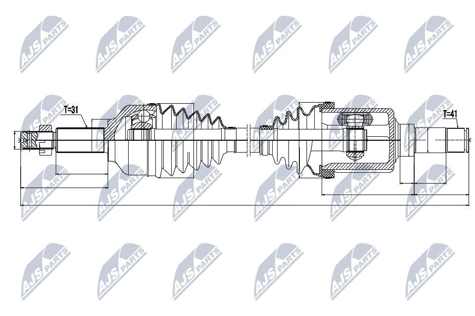 NTY Front Axle Left, Front Axle, 752mm Length: 752mm, External Toothing wheel side: 31 Driveshaft NPW-FR-073 buy