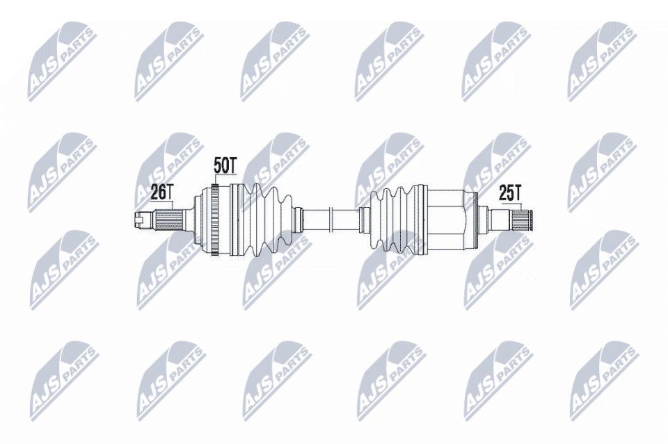 NTY Front Axle Right, 615mm Length: 615mm, External Toothing wheel side: 26, Number of Teeth, ABS ring: 50 Driveshaft NPW-HD-040 buy