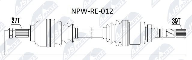 NTY NPW-RE-012 Drive shaft 77 11 135 321