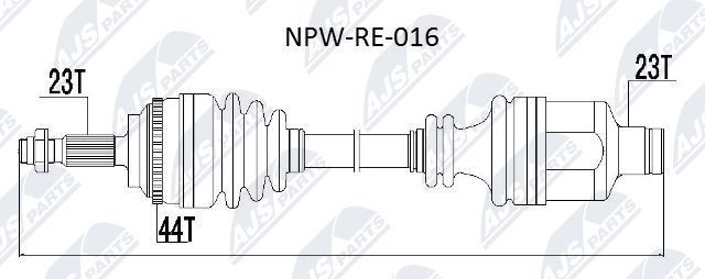 Original NTY Axle shaft NPW-RE-016 for RENAULT KANGOO