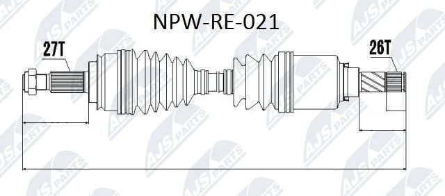 NTY Drive axle shaft rear and front Renault Kangoo 2 Express new NPW-RE-021
