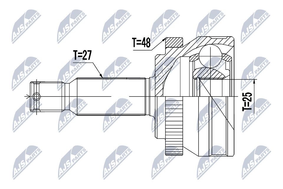 NTY NPZ-HY-517 Joint kit, drive shaft Manual Transmission, Front Axle Left, Front Axle Right, Rear Axle