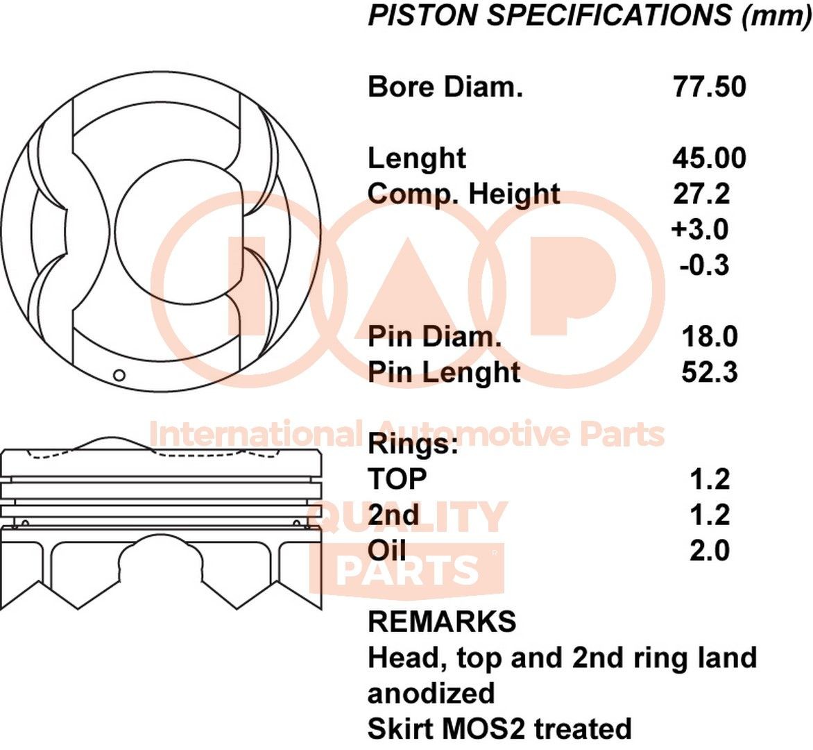 original Honda Prelude BA4 Piston IAP QUALITY PARTS 100-06065