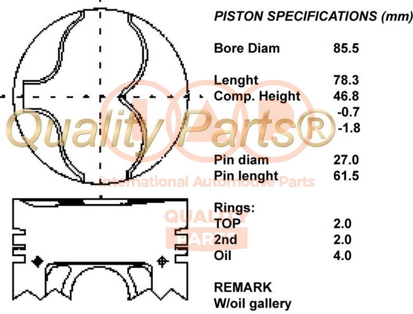 IAP QUALITY PARTS 100-13033 Piston NISSAN PATROL 1995 price