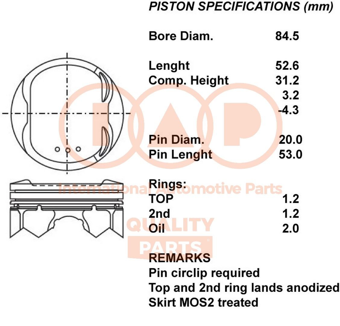 Nissan QASHQAI Piston IAP QUALITY PARTS 100-13111 cheap