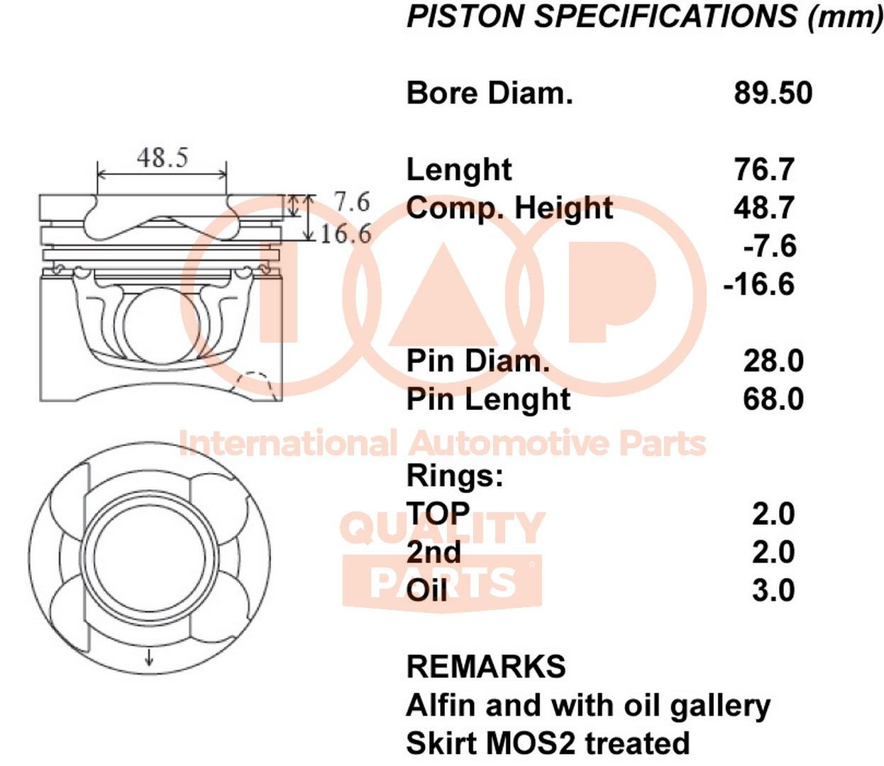 IAP QUALITY PARTS 100-13155 Piston NISSAN PATHFINDER 2001 in original quality