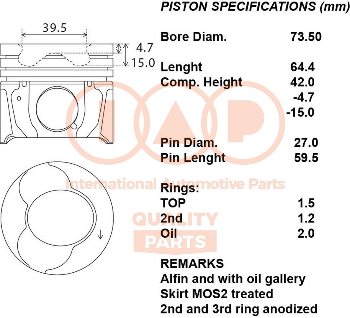 Nissan INTERSTAR Piston IAP QUALITY PARTS 100-13160 cheap