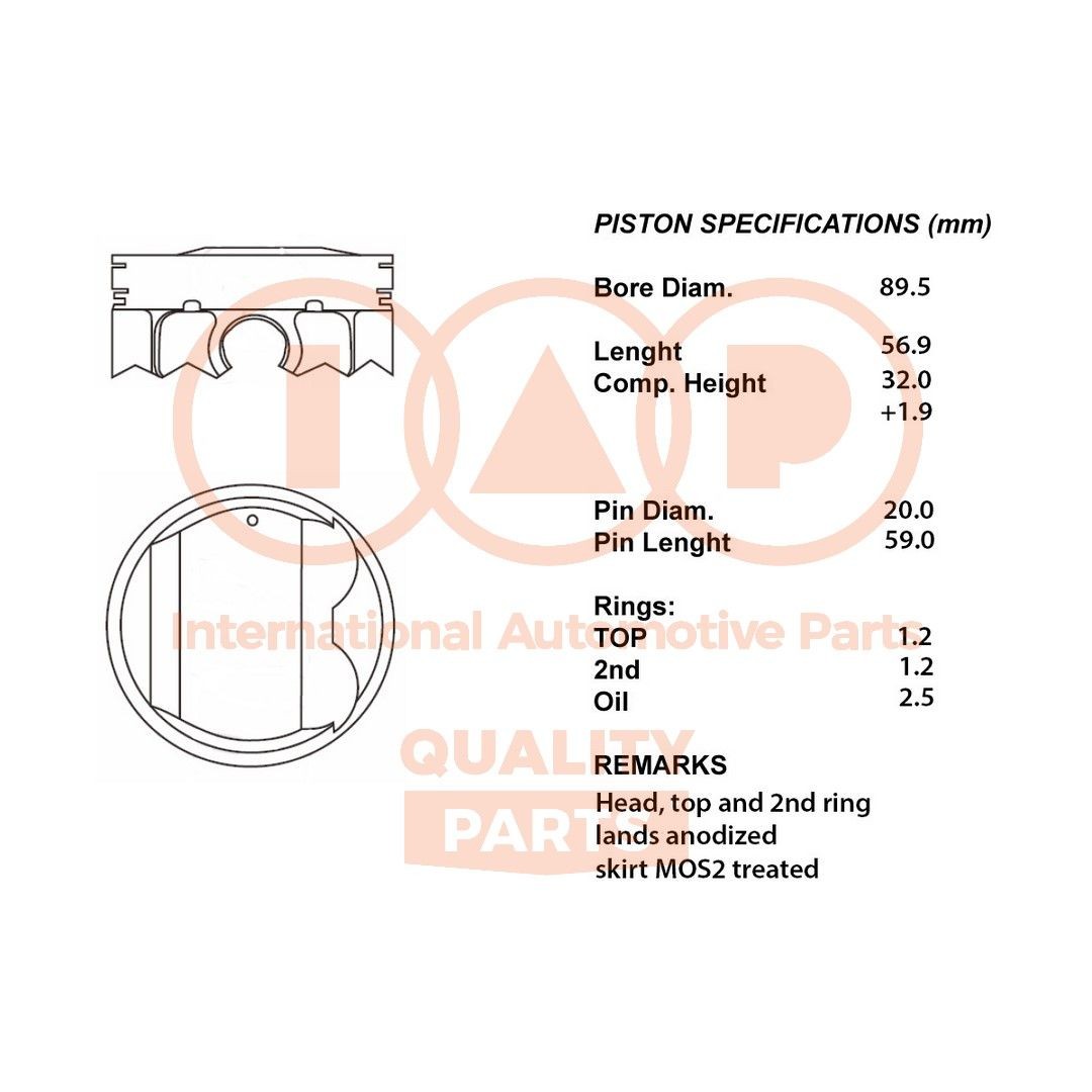 Nissan X-TRAIL Piston IAP QUALITY PARTS 100-13187 cheap