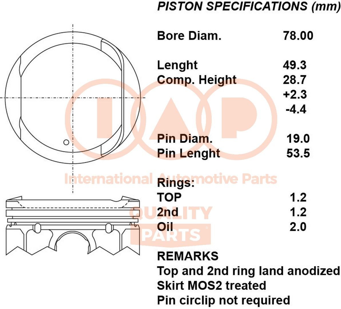 Nissan Piston IAP QUALITY PARTS 100-13188 at a good price