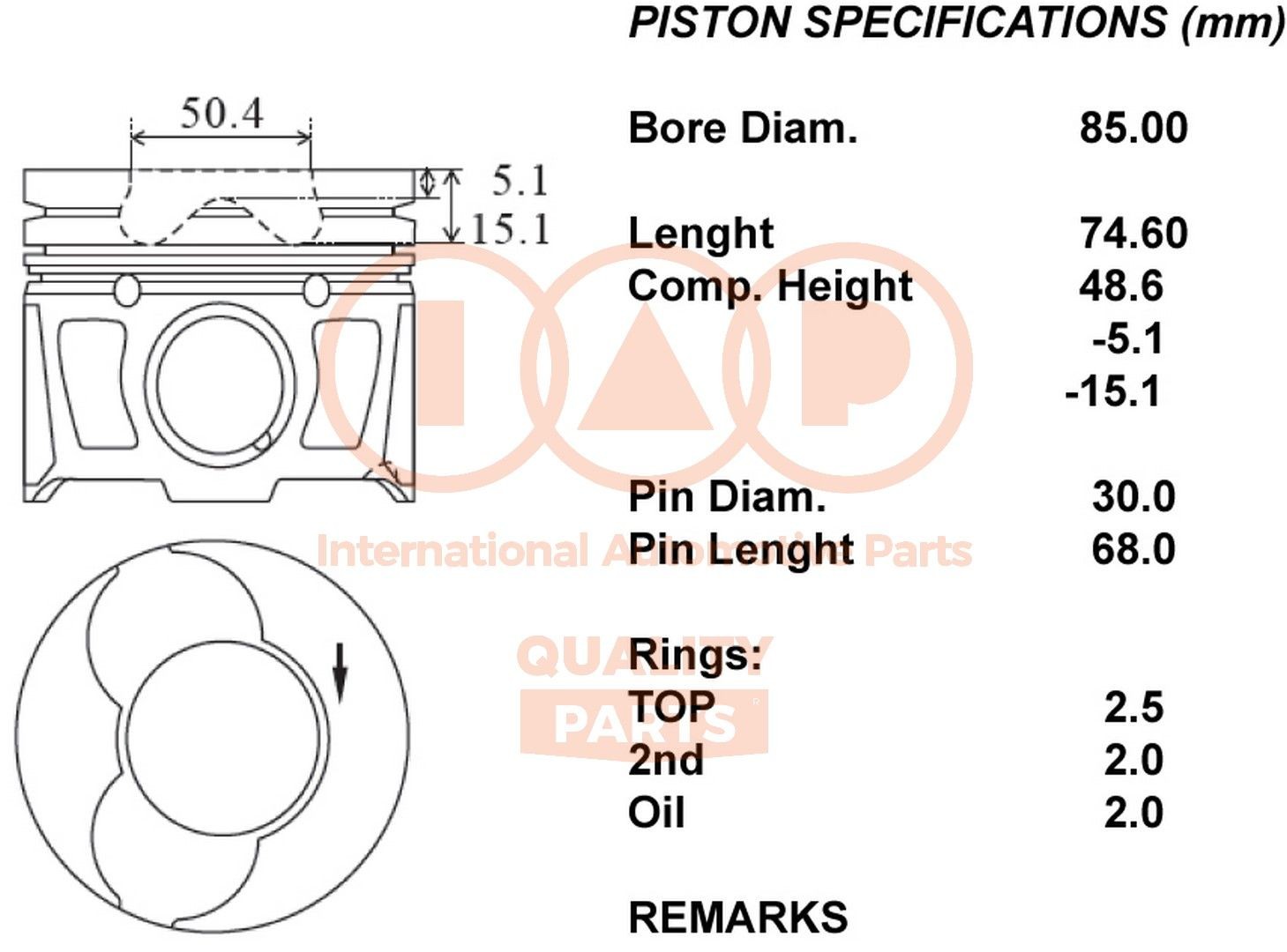 Land Rover Piston IAP QUALITY PARTS 100-14074 at a good price