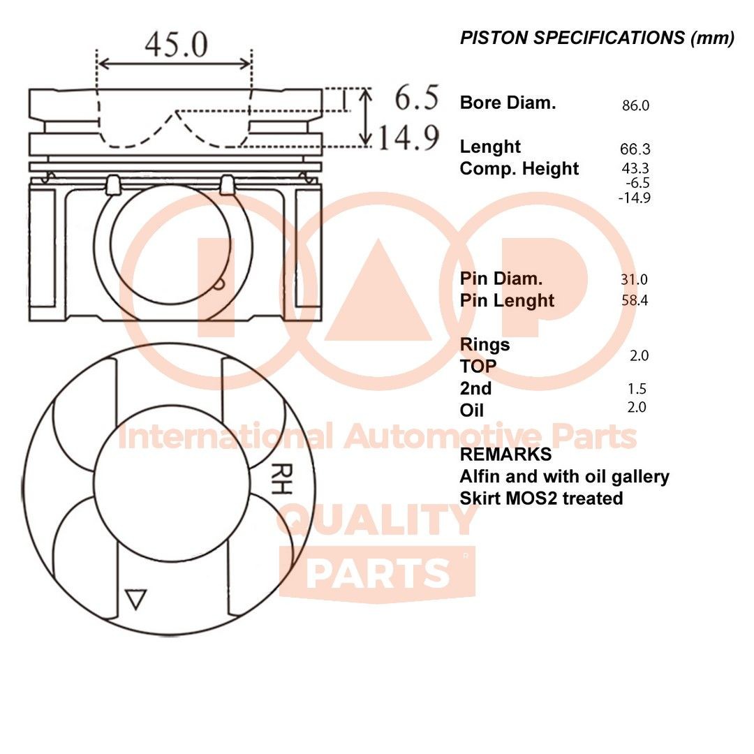 Subaru Piston IAP QUALITY PARTS 100-15032 at a good price