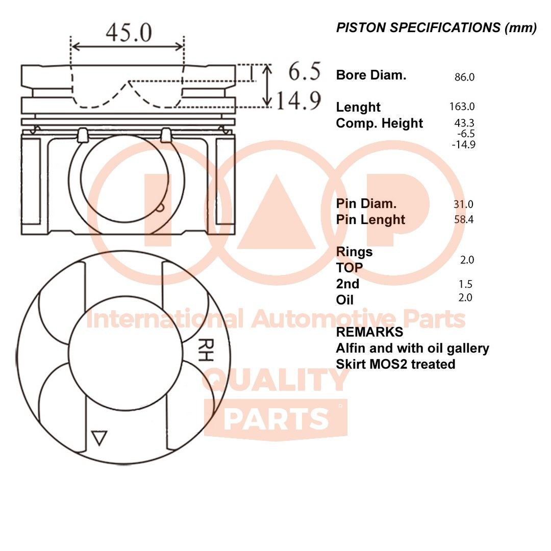 Subaru SVX Piston IAP QUALITY PARTS 100-15033 cheap