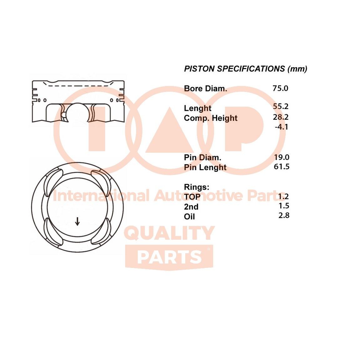 IAP QUALITY PARTS Engine piston Suzuki Baleno Saloon new 100-16052