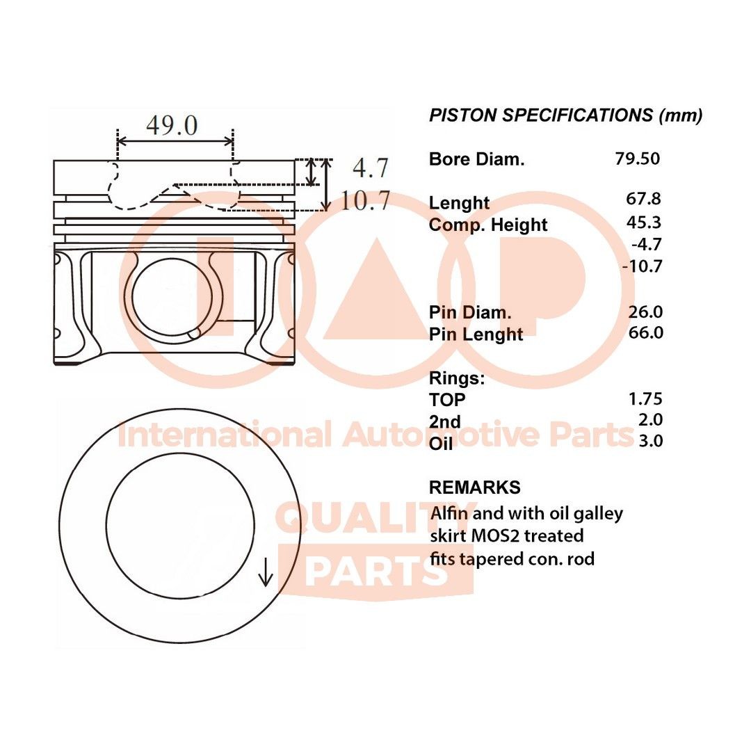 IAP QUALITY PARTS 100-16059 Piston SUZUKI GRAND VITARA 2000 in original quality