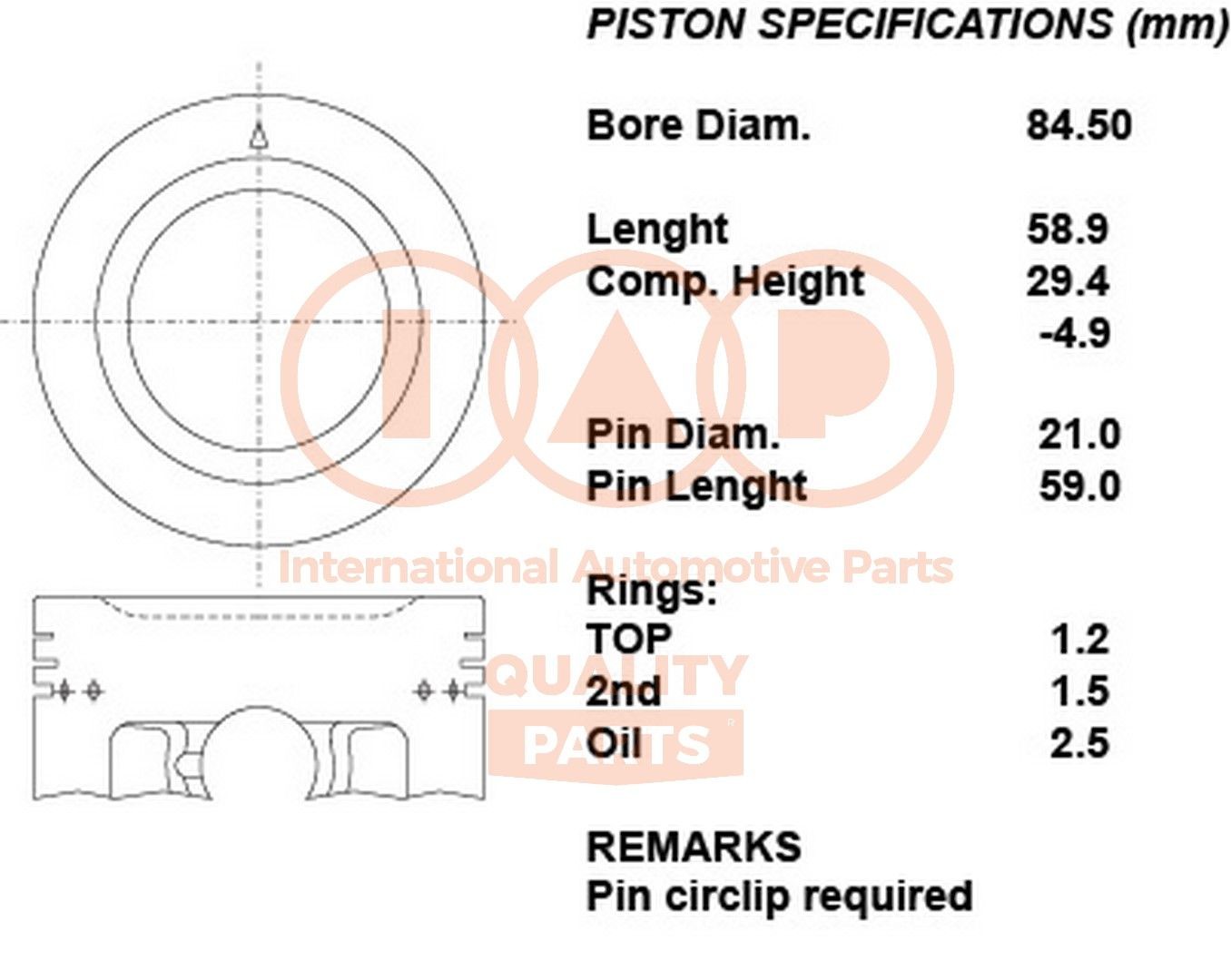 IAP QUALITY PARTS 100-16157 Piston SUZUKI GRAND VITARA 2004 price