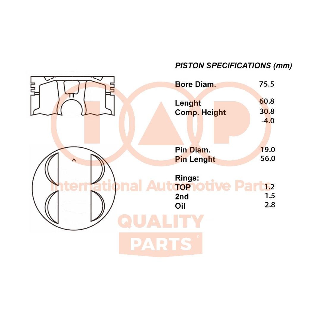 IAP QUALITY PARTS without piston Rings Engine piston 101-06015 buy