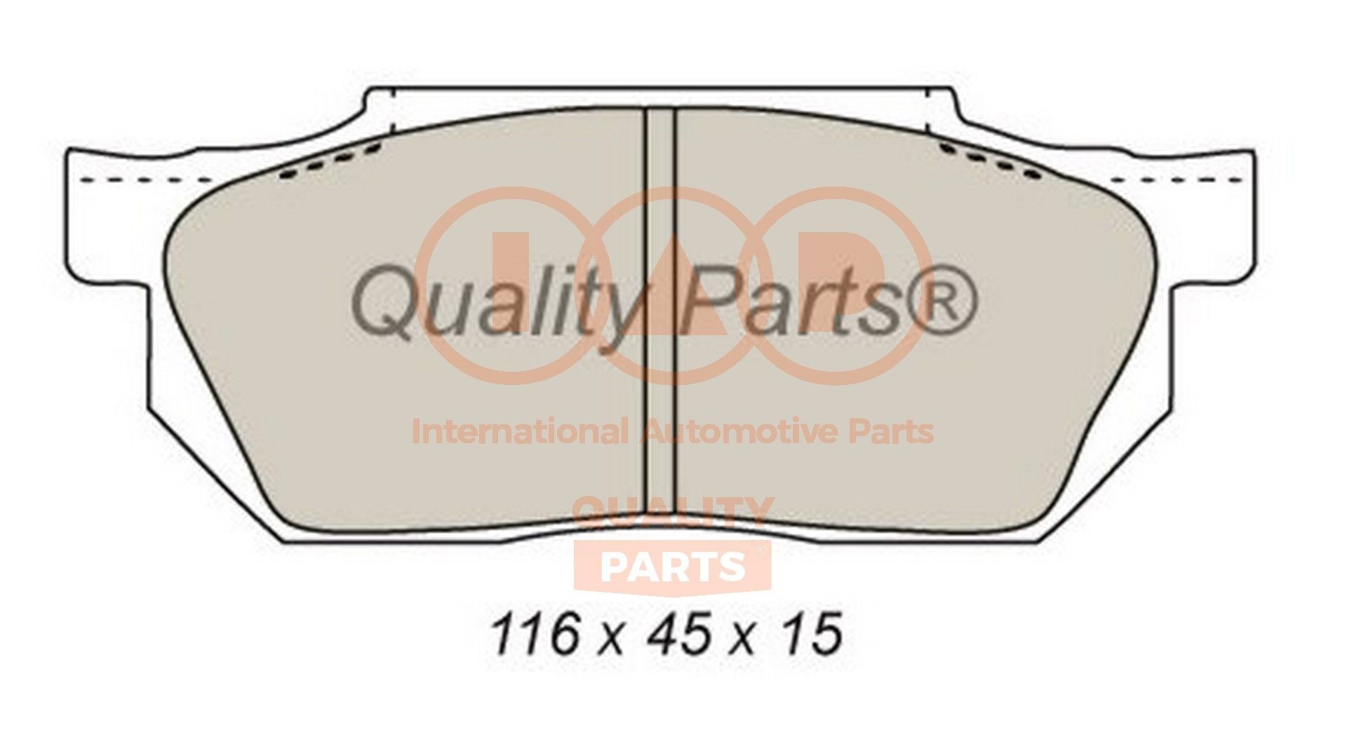 IAP QUALITY PARTS Front Axle Height 1: 45mm, Width 1: 116mm, Thickness 1: 15mm Brake pads 704-06013 buy