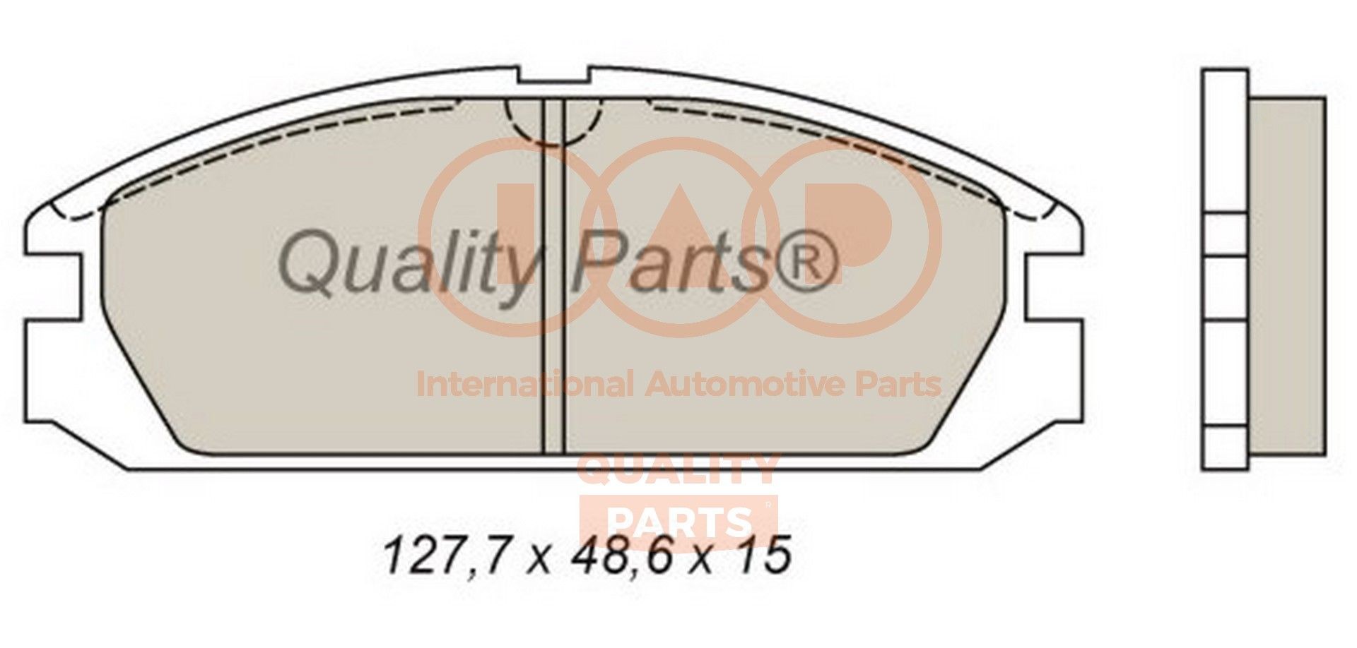 IAP QUALITY PARTS Front Axle Height 1: 48,6mm, Width 1: 127,7mm, Thickness 1: 15mm Brake pads 704-06050 buy