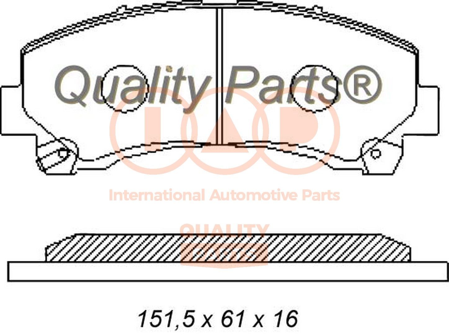 IAP QUALITY PARTS Front Axle Height 1: 61,1mm, Width 1: 151,8mm, Thickness 1: 15,8mm Brake pads 704-09023 buy
