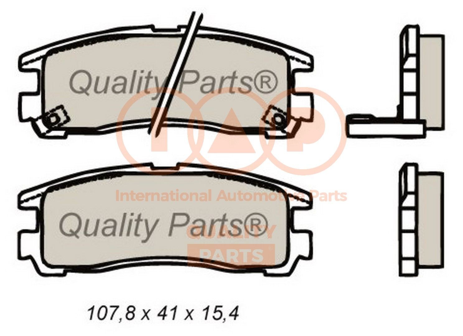 IAP QUALITY PARTS Rear Axle Height 1: 41mm, Width 1: 107,8mm, Thickness 1: 15,4mm Brake pads 704-12053 buy
