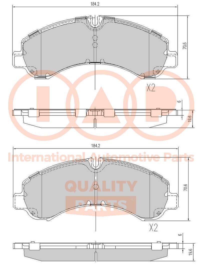 IAP QUALITY PARTS Front Axle Height 1: 70,6mm, Width 1: 184,2mm, Thickness 1: 19,6mm Brake pads 704-12104 buy