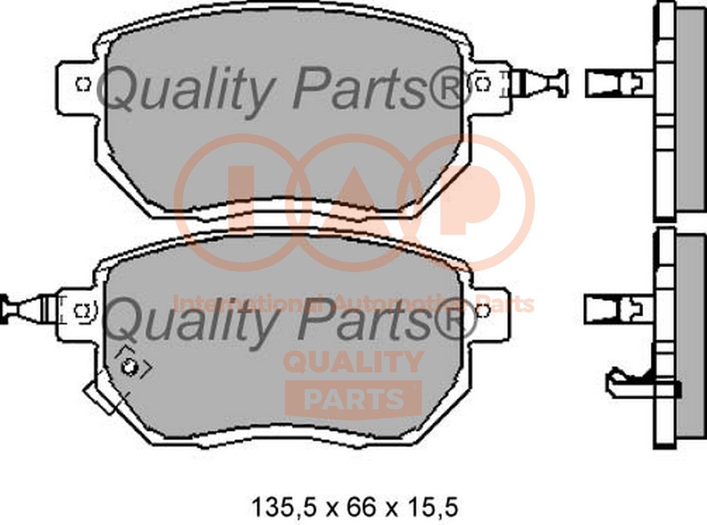 IAP QUALITY PARTS Front Axle Height 1: 66mm, Width 1: 135,5mm, Thickness 1: 15,5mm Brake pads 704-13120 buy