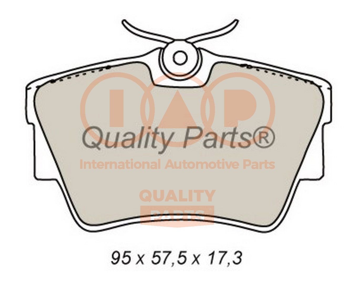 IAP QUALITY PARTS Rear Axle Height 1: 57,5mm, Width 1: 95mm, Thickness 1: 17,3mm Brake pads 704-13164 buy