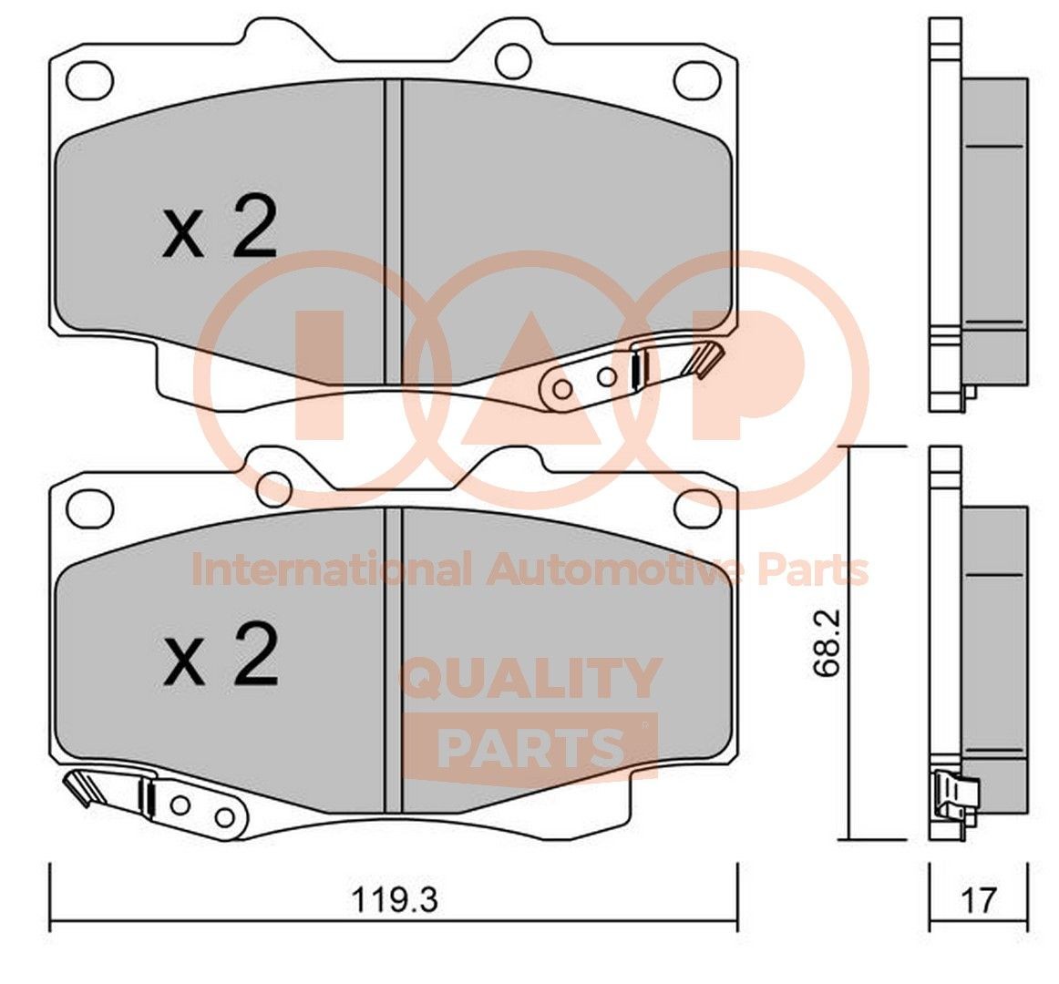 IAP QUALITY PARTS Front Axle Height 1: 68mm, Width 1: 119mm, Thickness 1: 17mm Brake pads 704-17161 buy