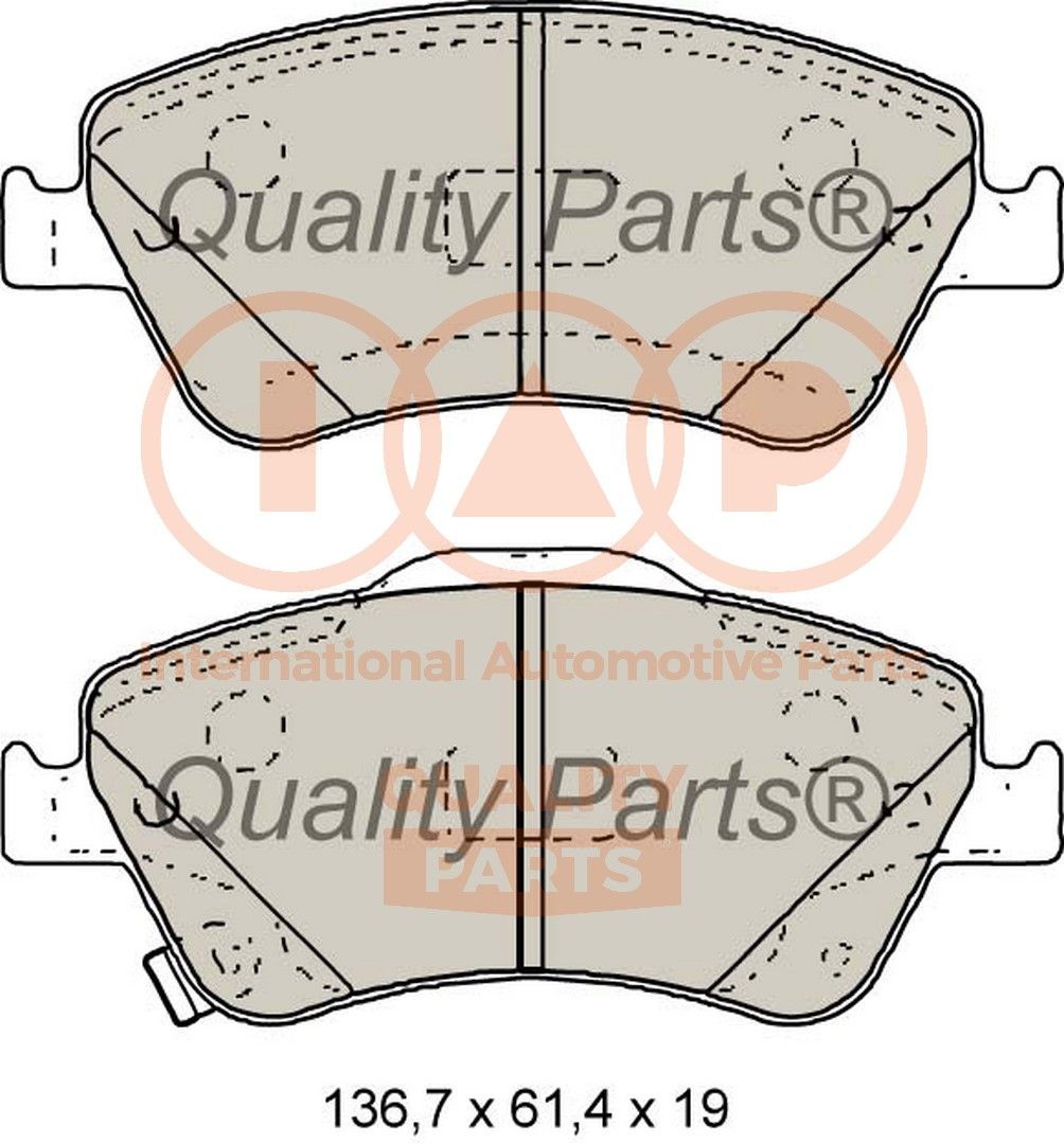 Original IAP QUALITY PARTS Brake pad kit 704-17196 for TOYOTA AURIS