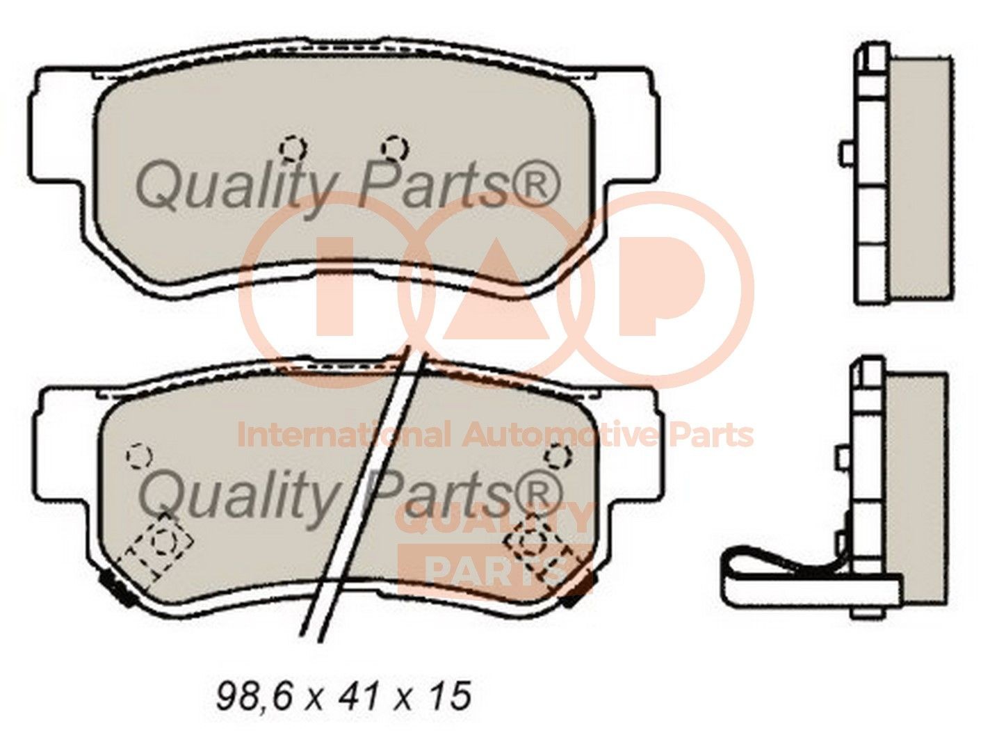 IAP QUALITY PARTS Rear Axle Height 1: 41mm, Width 1: 98,6mm, Thickness 1: 15,5mm Brake pads 704-21023 buy