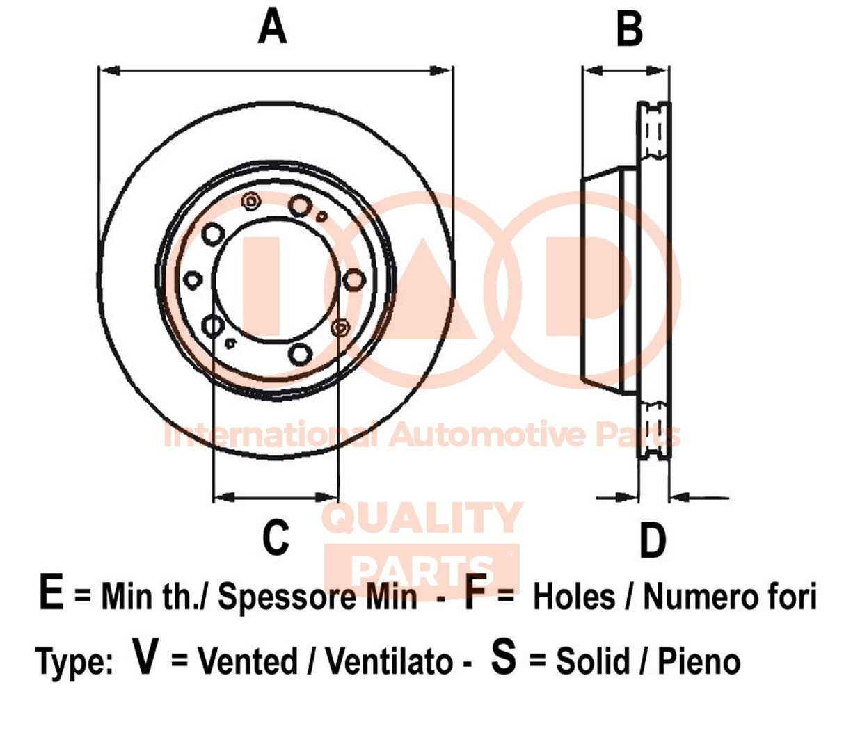 Original IAP QUALITY PARTS Performance brake discs 709-11074 for MAZDA BT-50