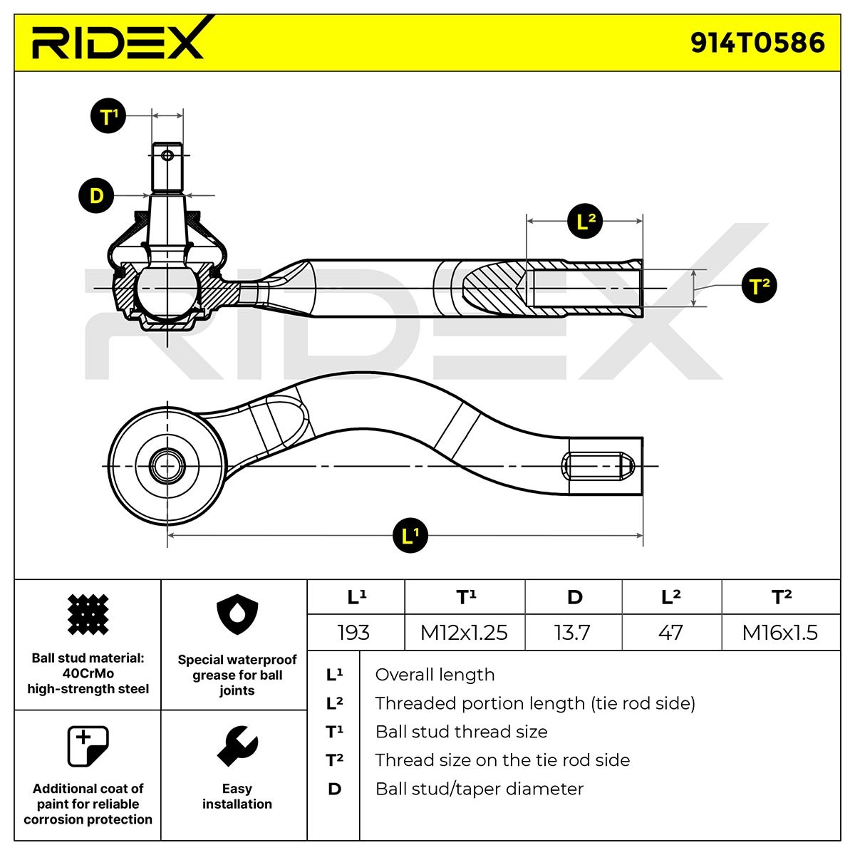 RIDEX Track rod end ball joint 914T0586 buy online