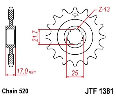 JTSPROCKETS Chain Pinion JTF1381.15