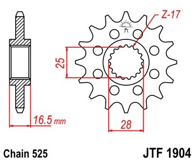 JTSPROCKETS Chain Pinion JTF1904.16