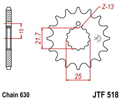 JTSPROCKETS Chain Pinion JTF518.13