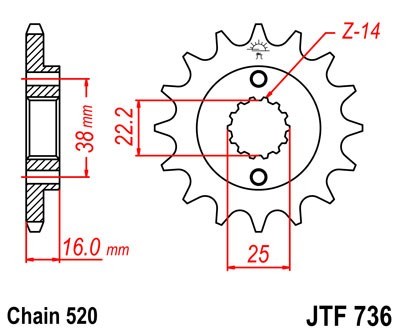 JTSPROCKETS Chain Pinion JTF736.14