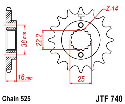 JTSPROCKETS Chain Pinion JTF740.14