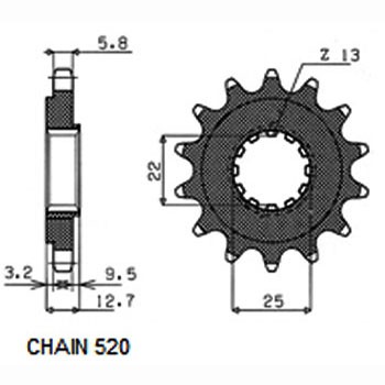 SUNSTAR 3A2-15 Chain Pinion Number of Teeth: 15